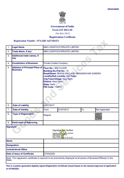 GST certificate