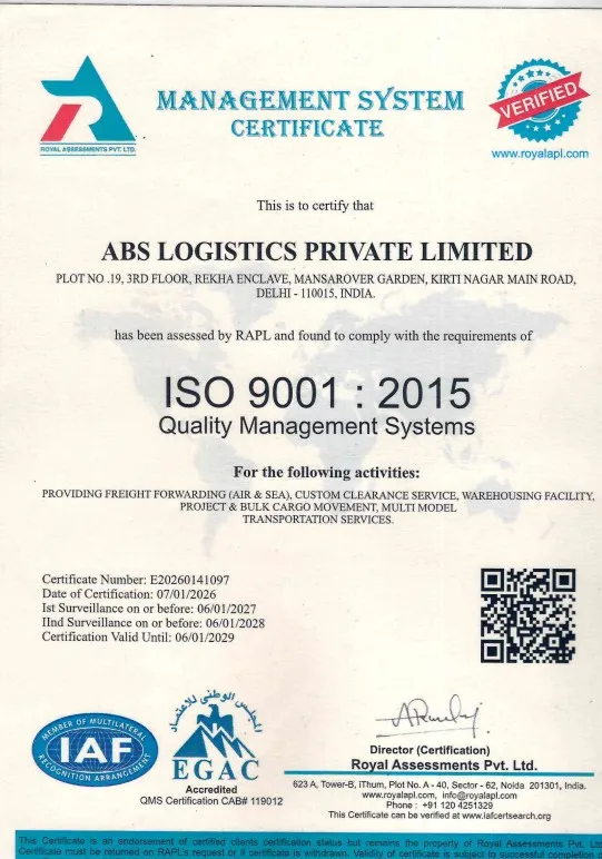 ISO 9001:2015 certificate